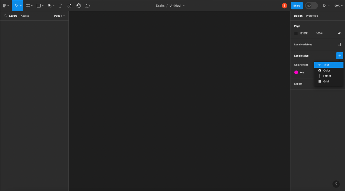 Figmaで新たにLocal stylesを作成する