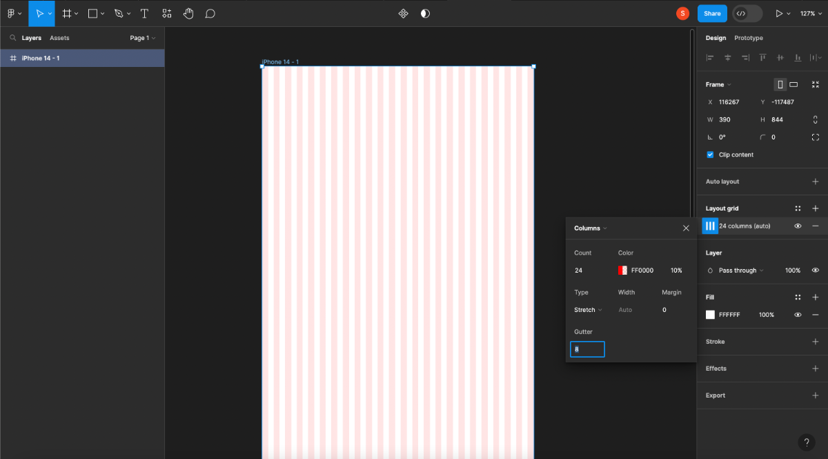 Figmaで新たにグリッドを設定
