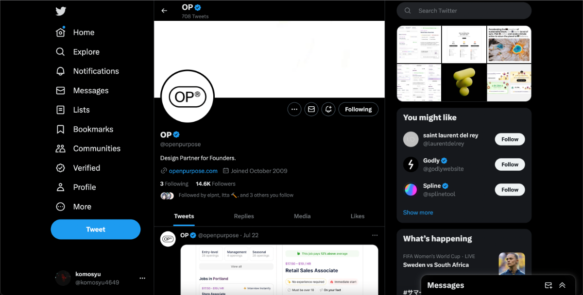 openpurposeのTwitterページ